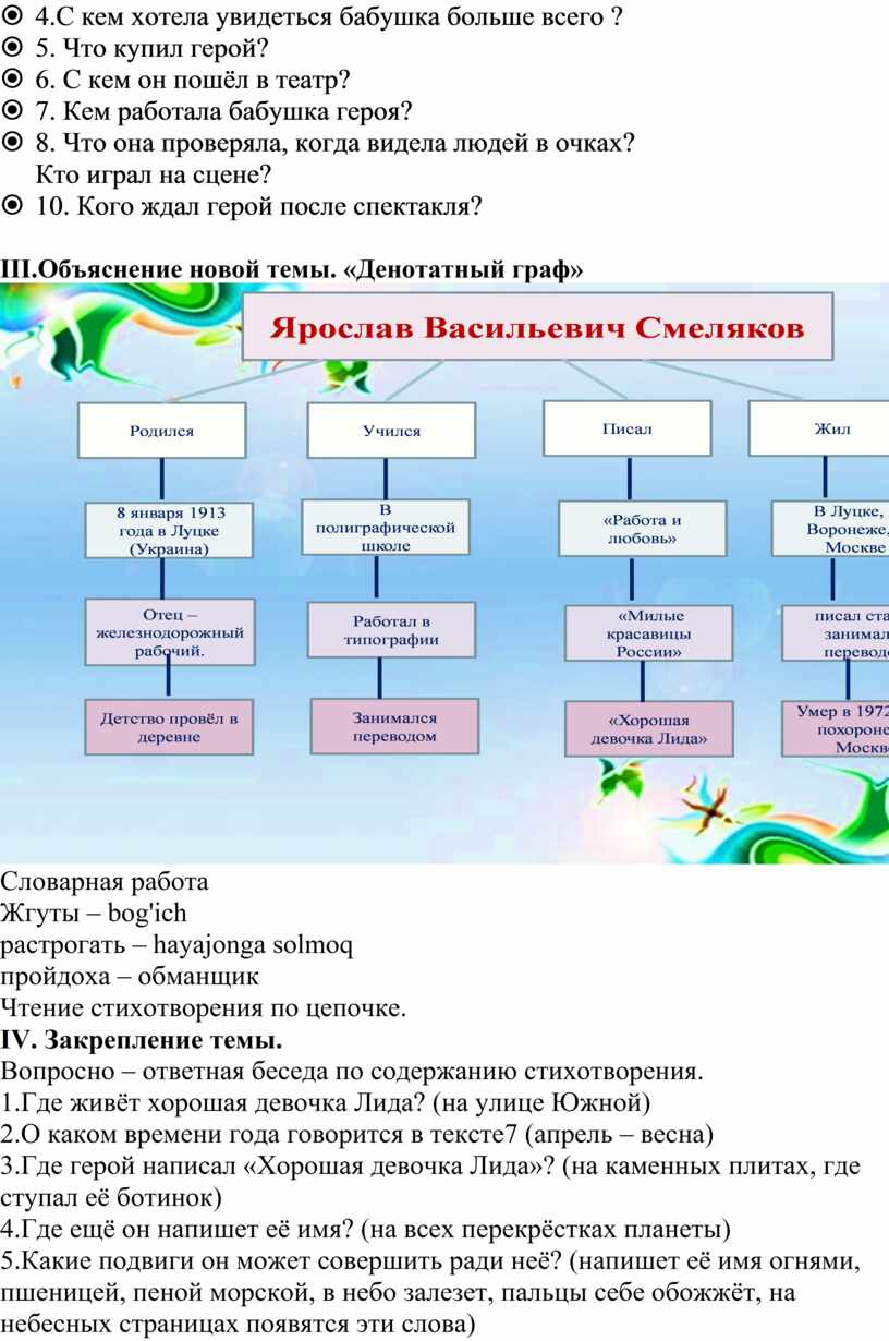 Разработка урока на тему: Ярослав Смеляков 