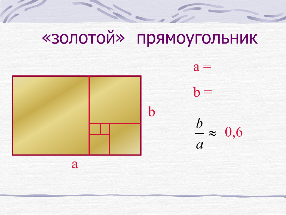«золотой» прямоугольник а b a = b = 0,6