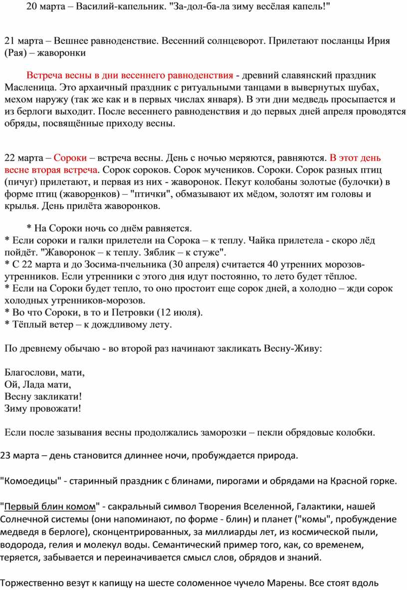 Василий-капельник. "За-дол-ба-ла зиму весёлая капель!" 21 марта –