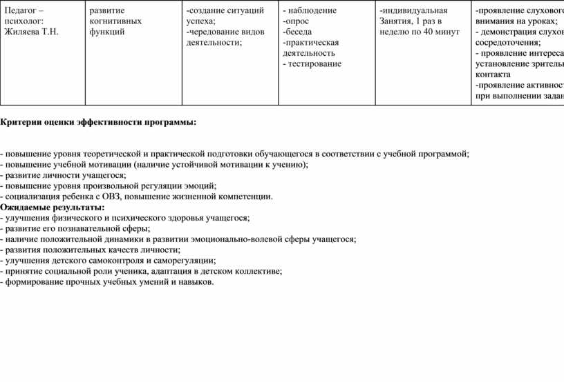 Программа реализации ИПРА _образец