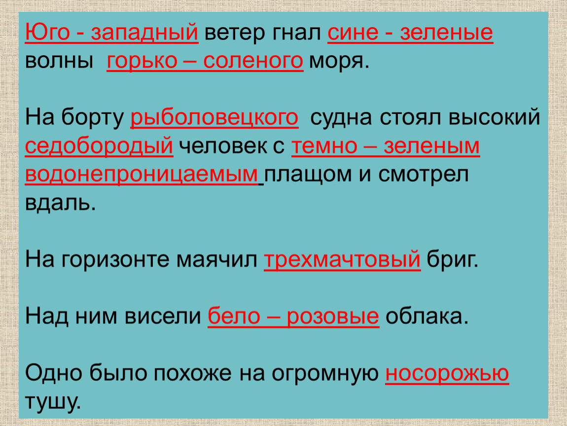 Шторм. Ветры гонят волны. Тетрадь в волну. Ветры гонят волны. Сложные прилагательные.