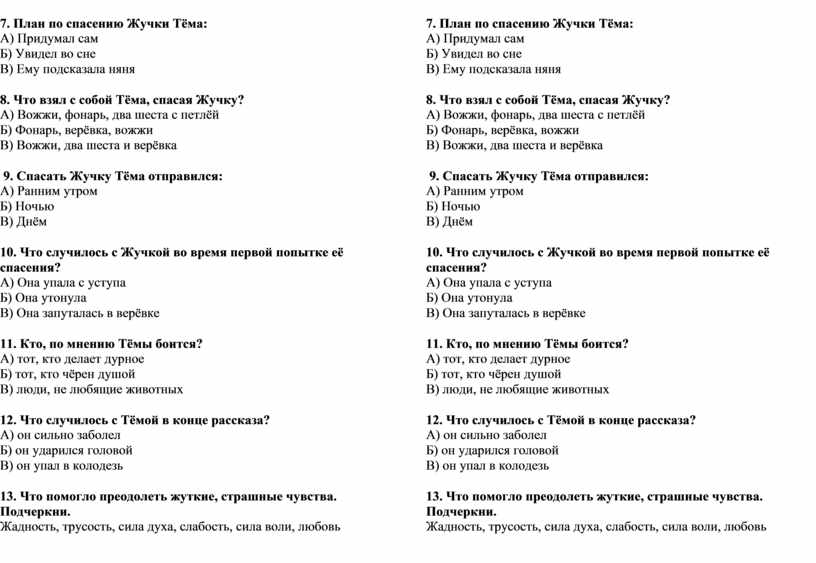 Анализ содержания текста сначала план по спасению жучки