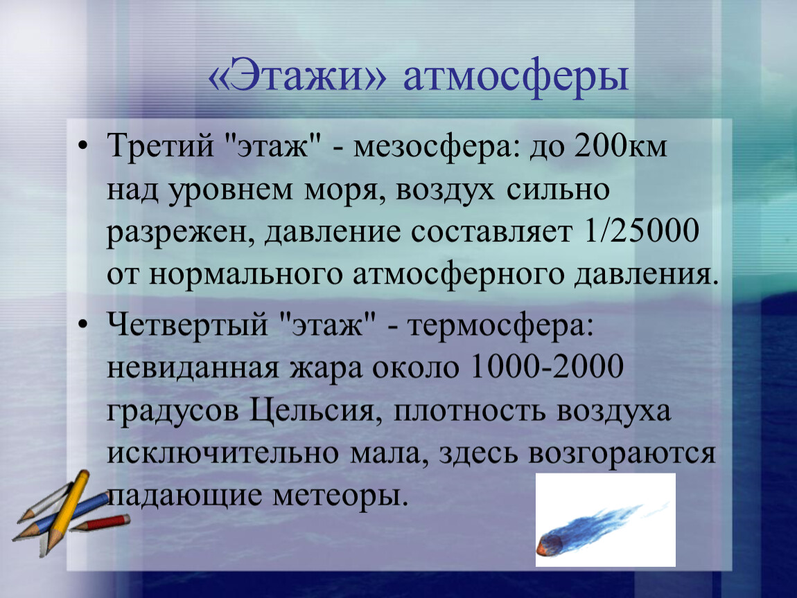 Этажи атмосферы. Разрежённый воздух. Разреженный воздух.