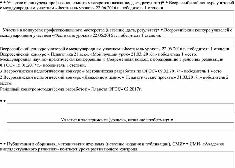 Карта профессионального развития