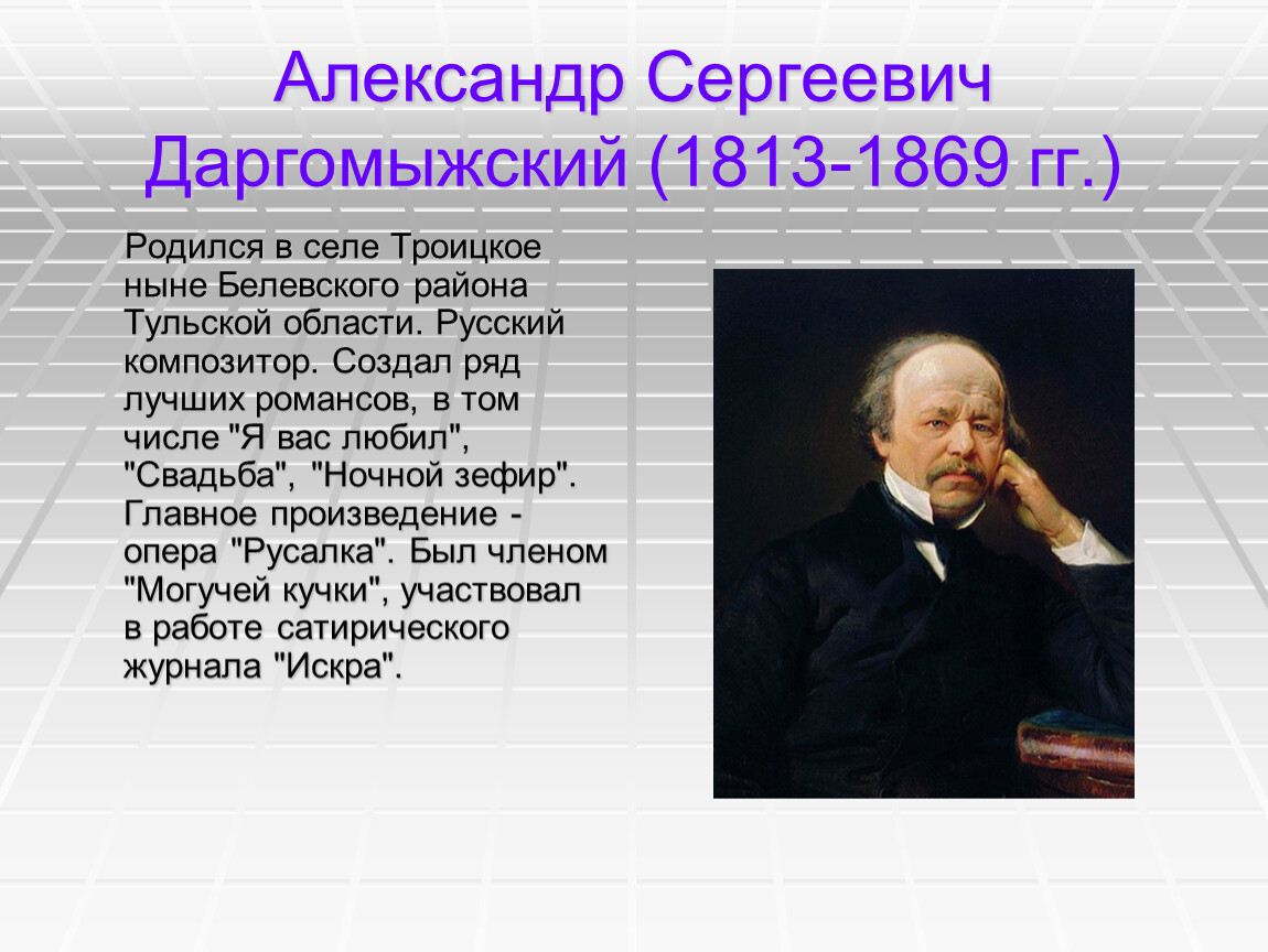 Информация о известных людях. А.С. Даргомыжский (1813-1869).