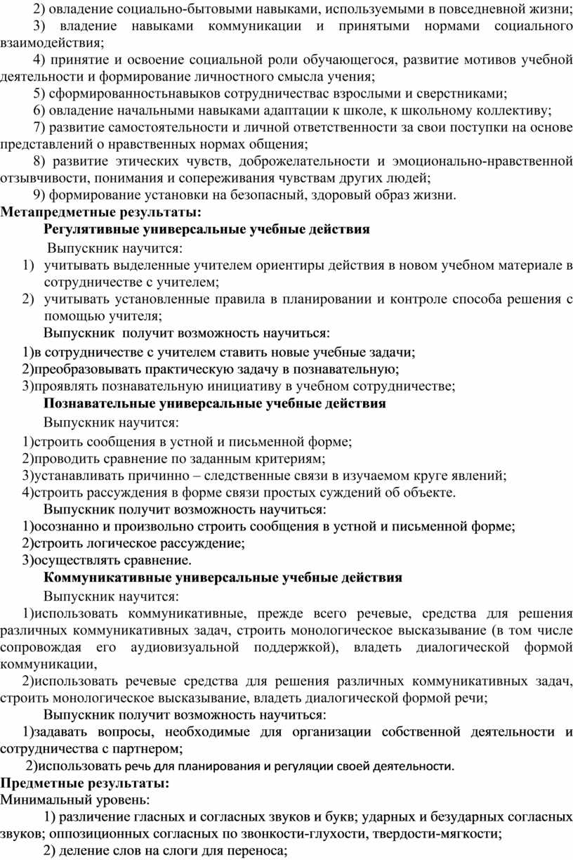 Адаптированная образовательная рабочая программа по русскому языку для  обучающихся с нарушением интеллекта . 4 класс