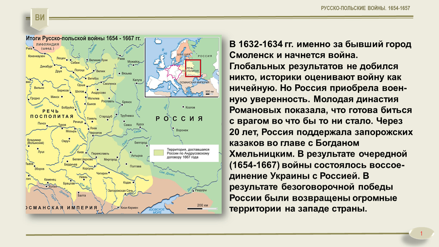 Подписание русско польского договора. Итоги русско-польской войны 1654-1667 карта.