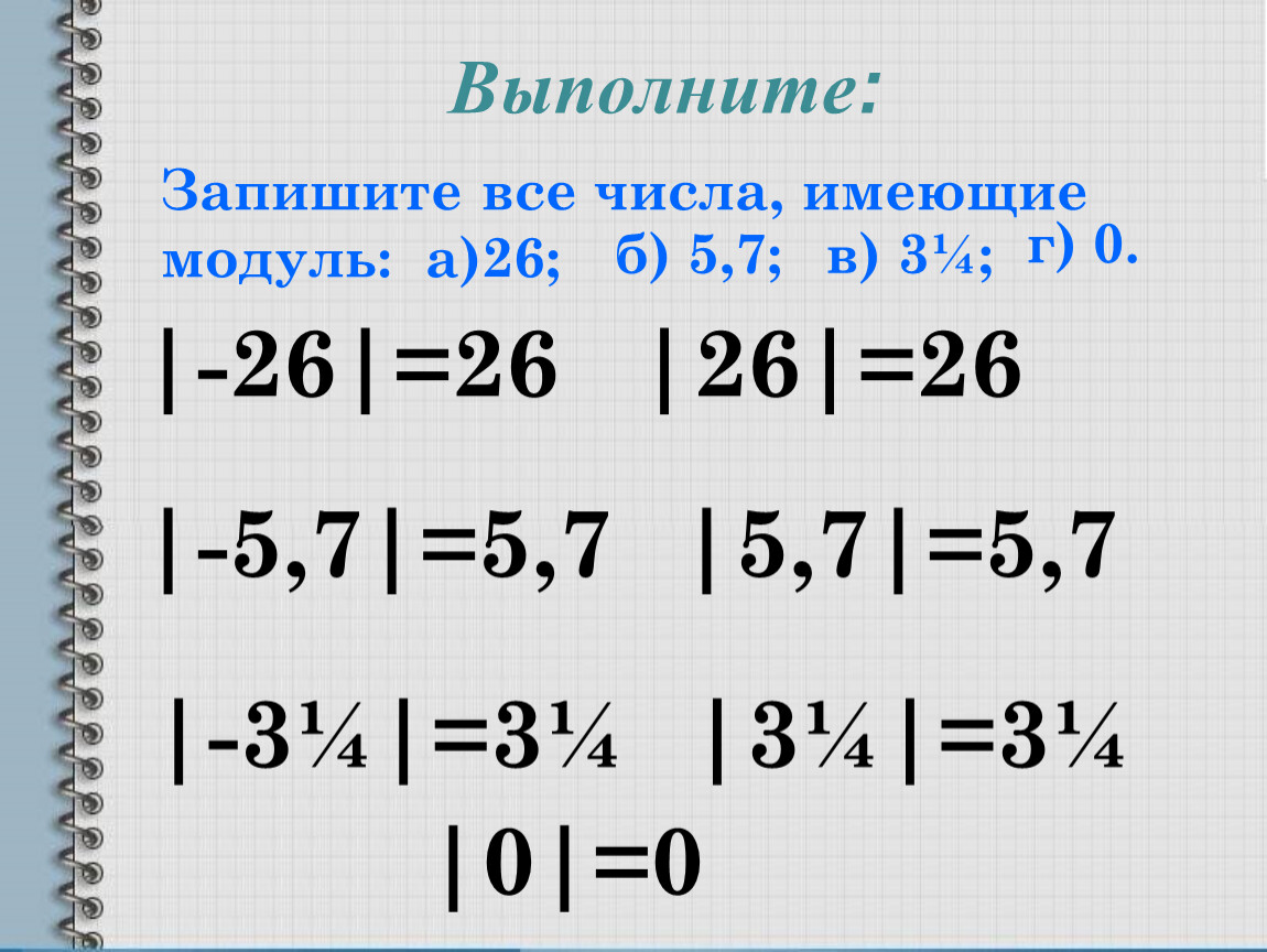 Найдите модули чисел 5