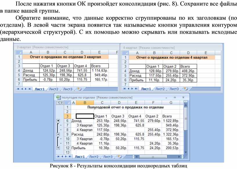 Связи между файлами и консолидация данных в ms excel практическая работа