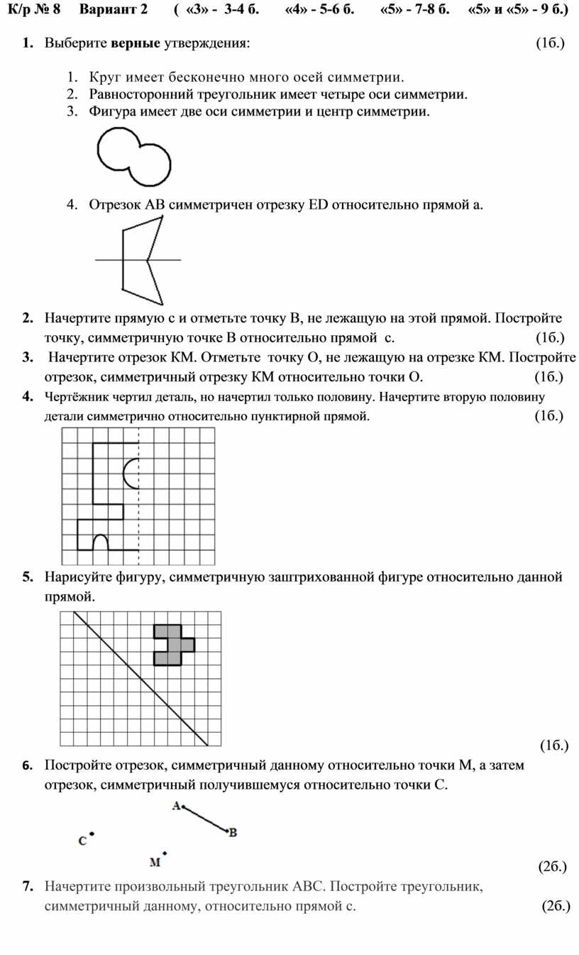 Симметричные картинки по математике 6 класс