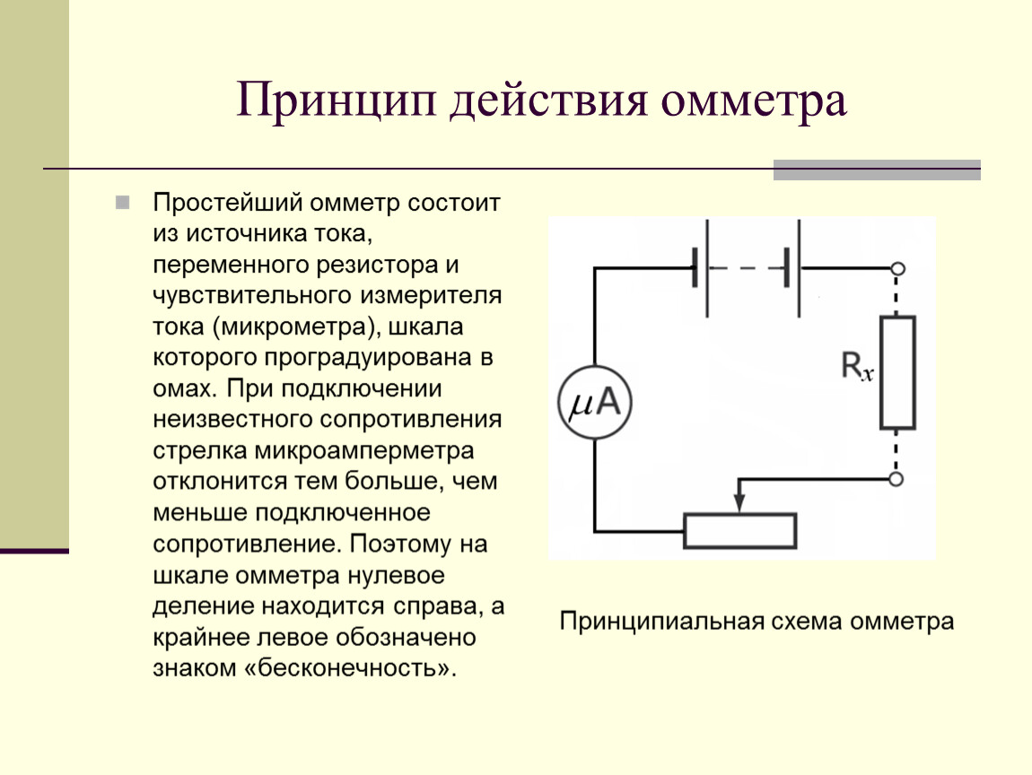 Омметр на схеме