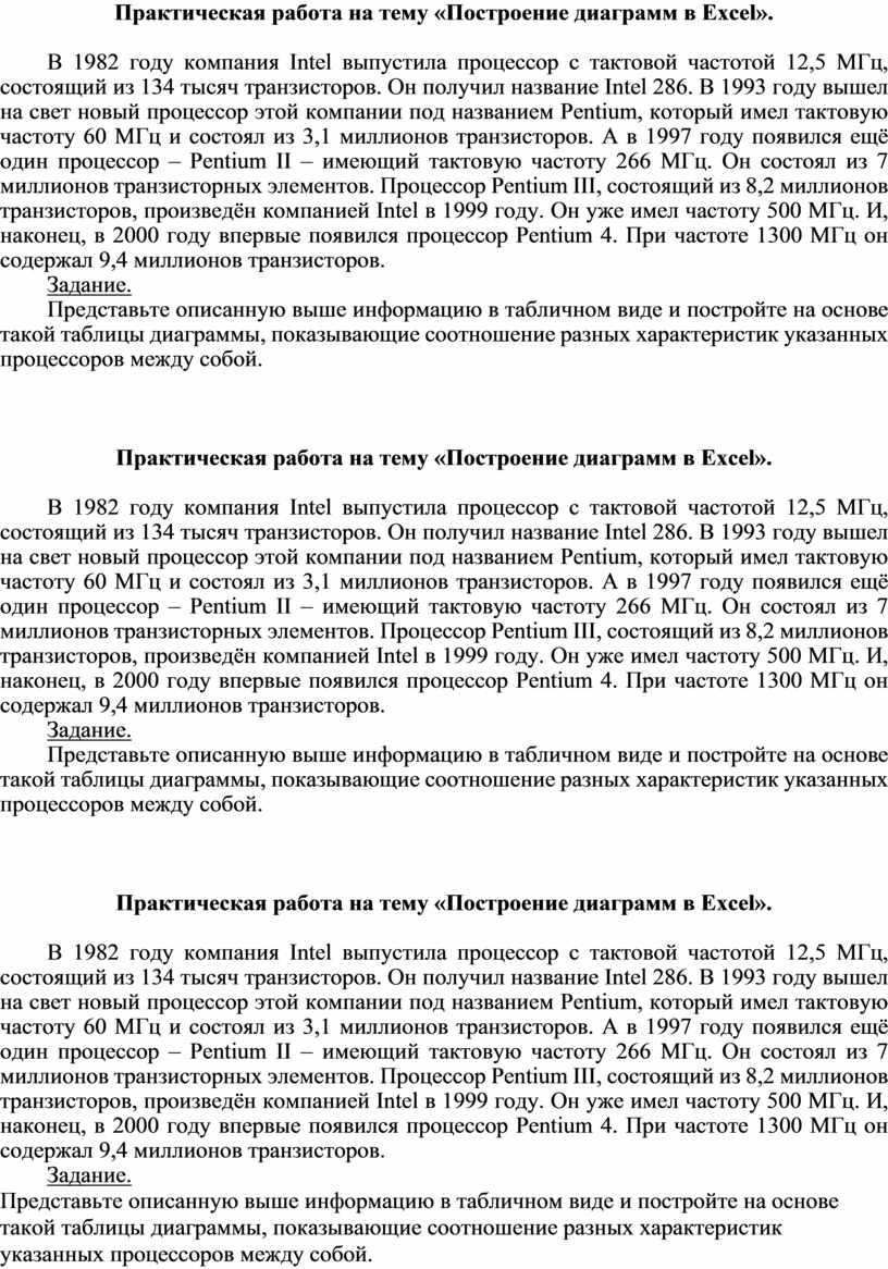 Практическая работа на тему «Построение диаграмм в