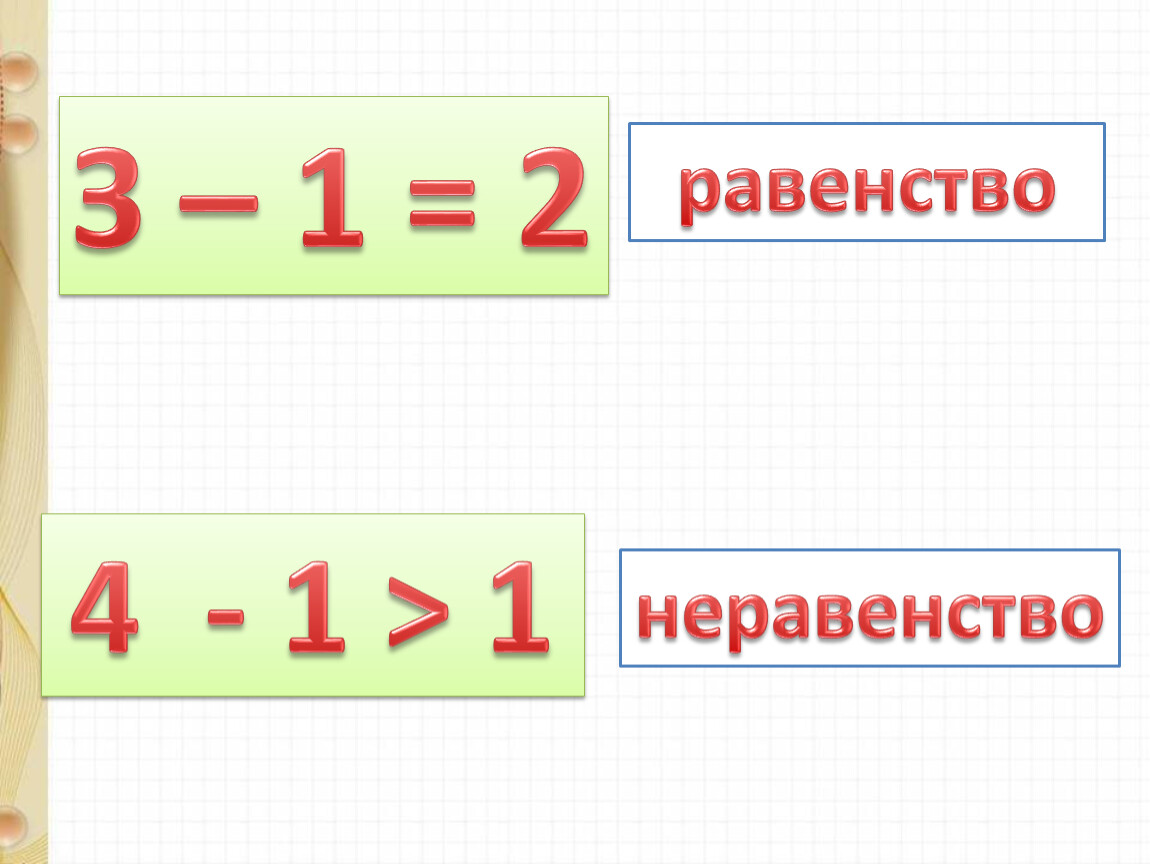 Равенство математика класс. Рвенстваи неравенства. Равенствана равенства. Понятие равенство и неравенство. Равенства и неравенства карточки.