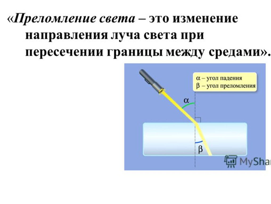 Физика 8 преломление света закон преломления света