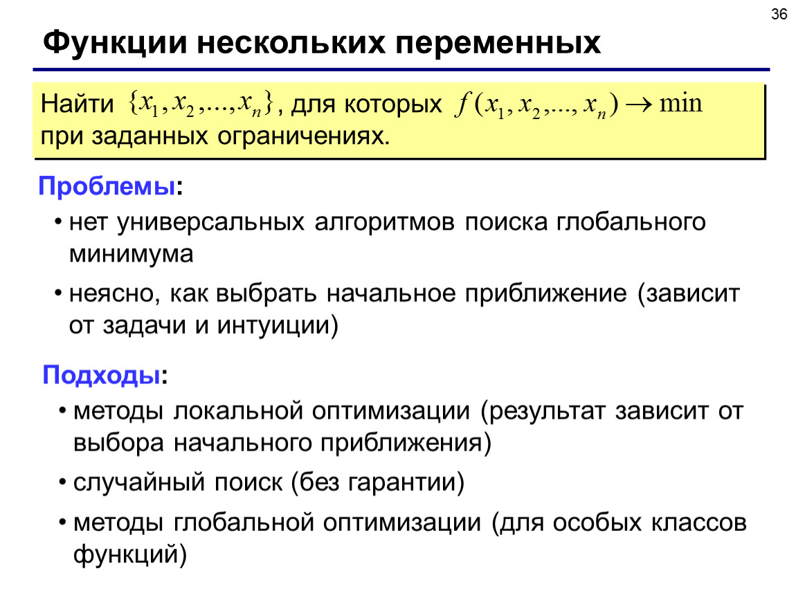 Метод гарантированного результата. Функция с несколькими переменными. Начальное приближение как найти. Как найти переменную. Задачи на нахождение переменной в алгоритме.