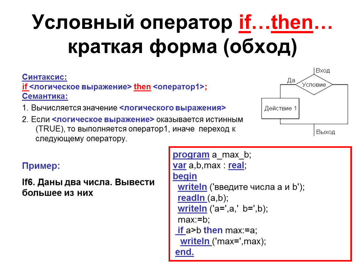 Условный оператор использует. Условный оператор в Паскале. Оператор if then else в Паскале. Условный оператор if в Паскале. Паскаль язык программирования if then.