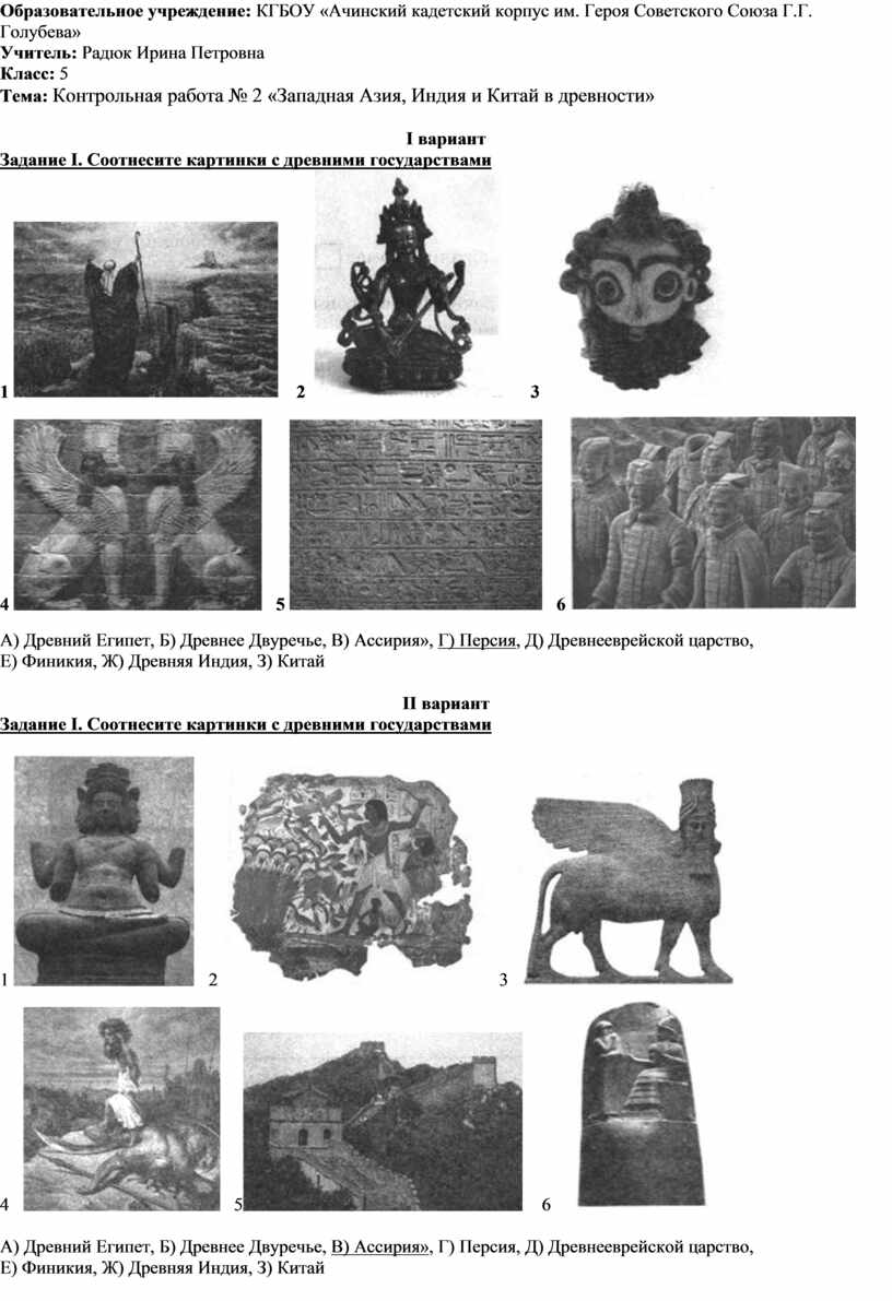 Контрольная работа: Древняя история Индии