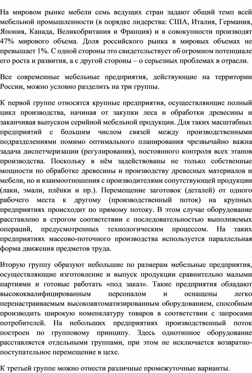 Основные направления развития мебельной промышленности в рф