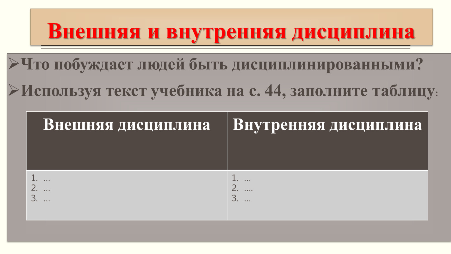 Внутренняя дисциплина. Внешняя и внутренняя дисциплина. Внутренняя дисциплина и внешняя дисциплина. Заполните таблицу внешняя и внутренняя дисциплина. Внешняя и внутренняя дисциплина таблица.