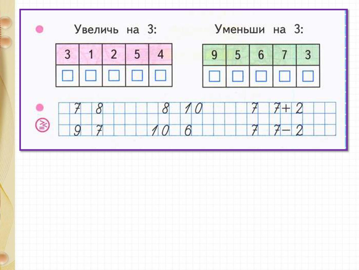 Увеличение числа на 1. Прибавляем и вычитаем 1 задания. Прибавление и вычитание числа 3 задания. Прибавить и вычесть число 1 задания. Прибавление и вычитание числа 3 1 кл задания.