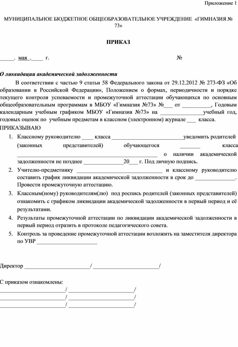 Протокол о ликвидации академической задолженности в школе образец