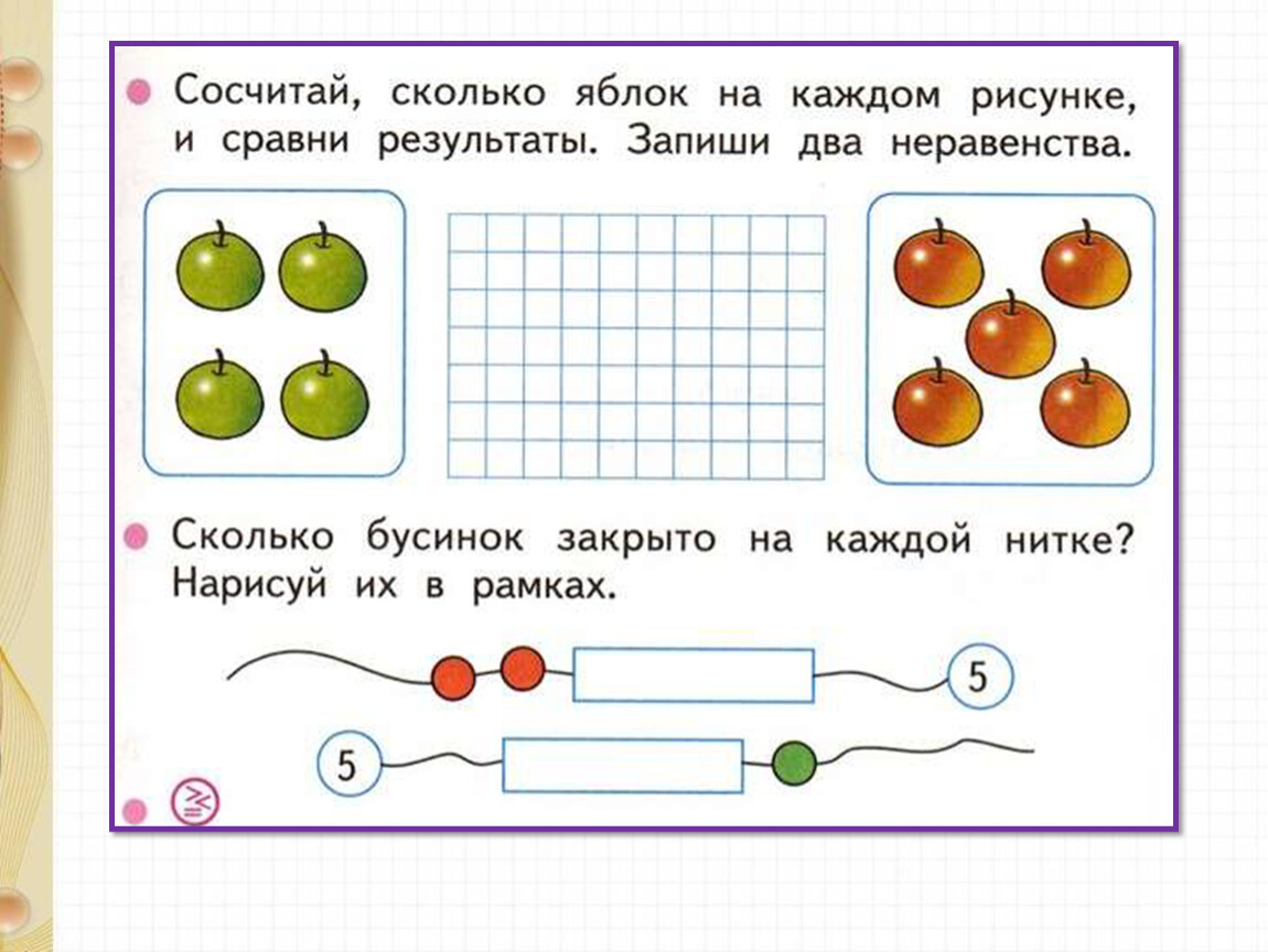 На каждом рисунке по 11. Равенство и неравенство 1 класс про яблоки. Равенство неравенство 1 класс сосчитай сколько яблок. Рисунки конфеты равенство неравенство.