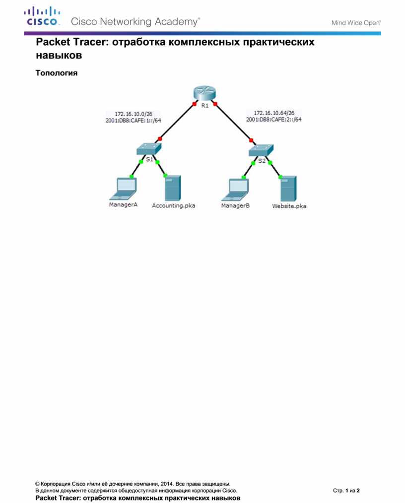 Packet Tracer. Отработка комплексных практических навыков