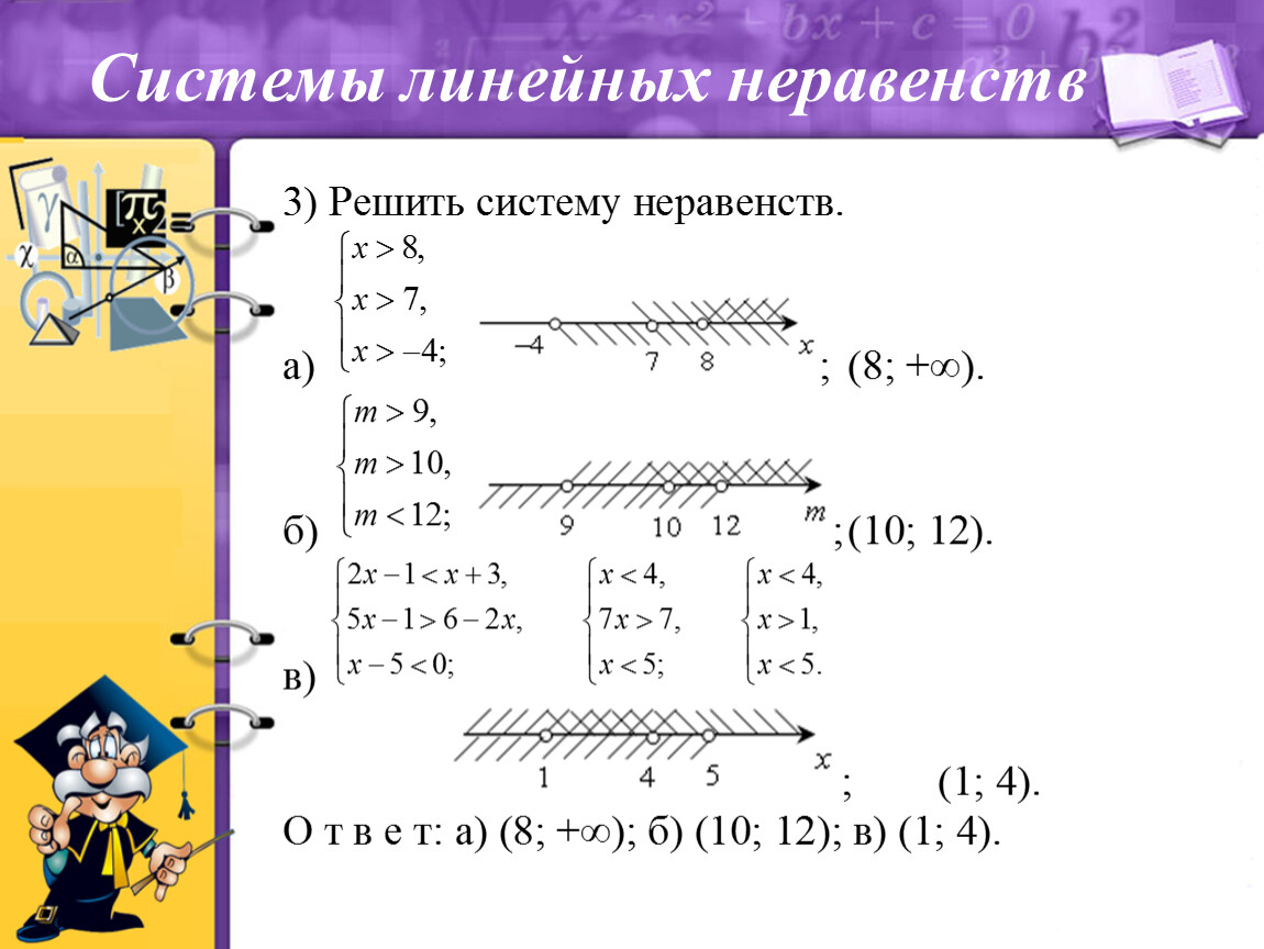 Решение систем линейных неравенств. Системы линейных неравенств с одной переменной. Системы и совокупности линейных неравенств с одной переменной. Линейные неравенства.