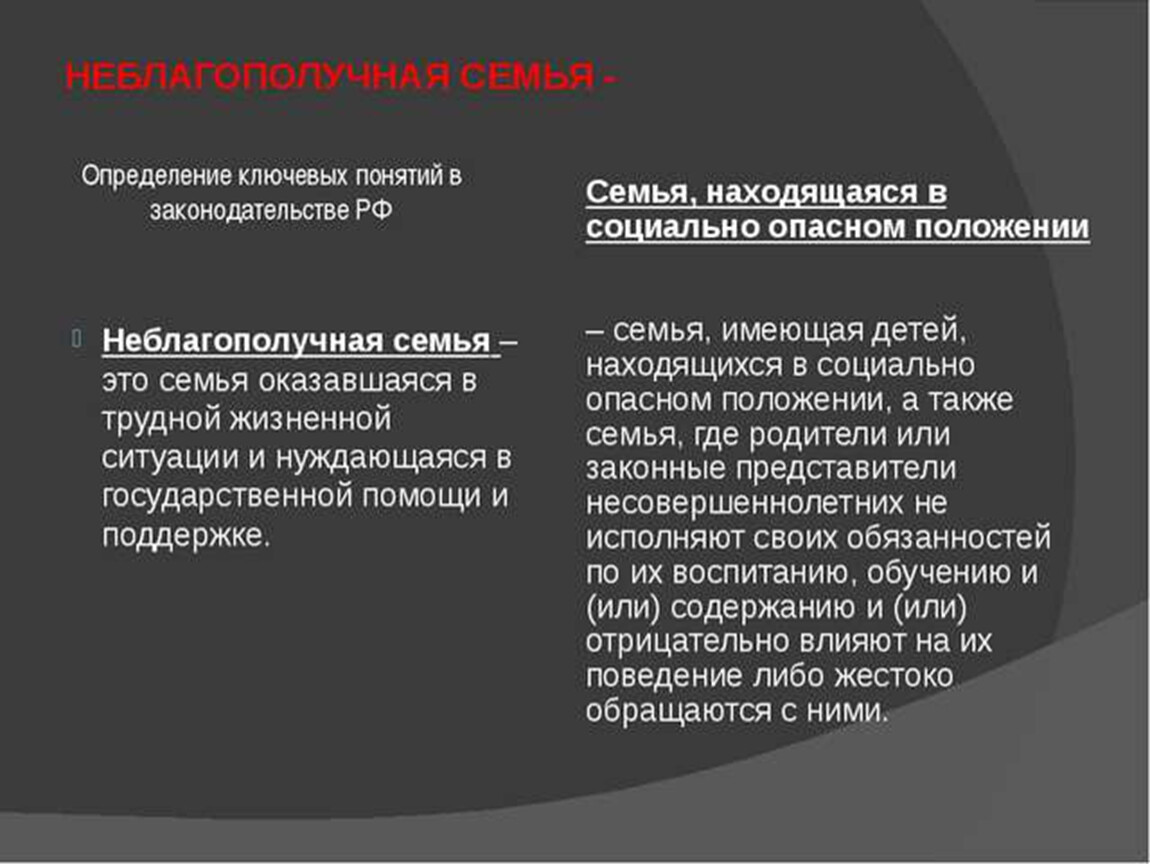 Находится в социально опасном положении. Понятие неблагополучной семьи. Неблагополучная семья это определение. Презентация неблагополучная семья. Выявление неблагополучных семей.