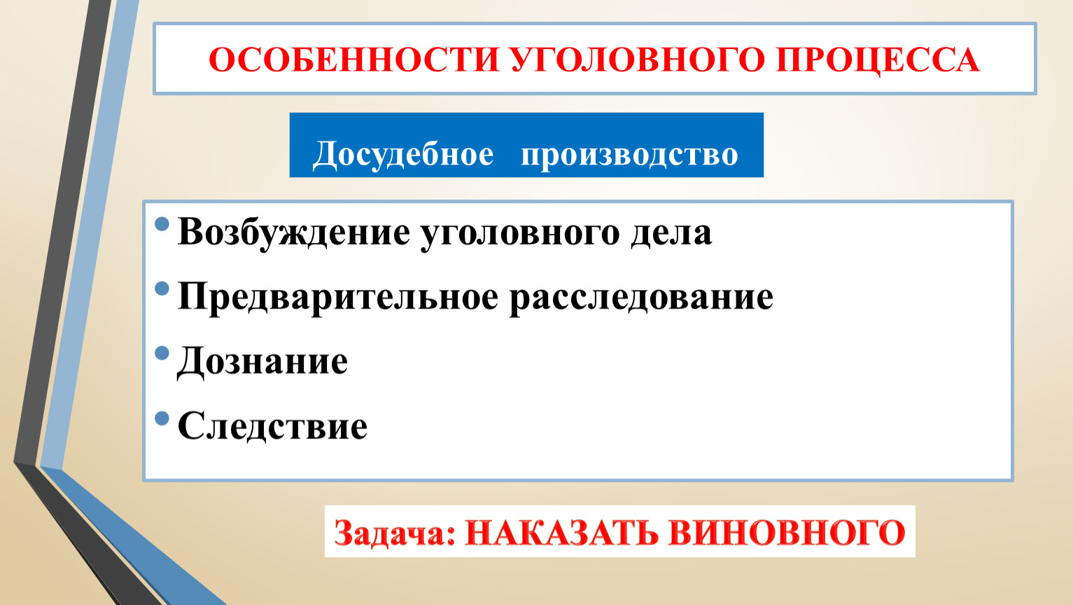 Особенности уголовного судопроизводства сложный план