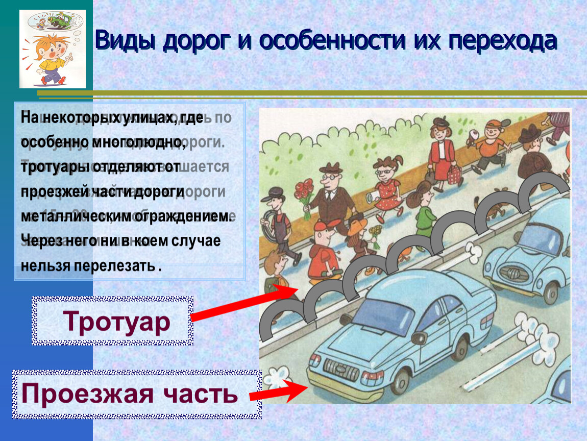 Правила поведения на тротуаре пешеходной дорожке обочине 1 класс презентация