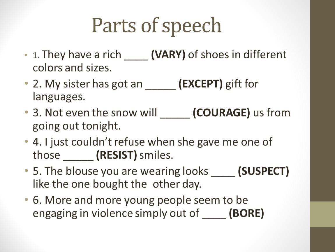 Define the part of the speech