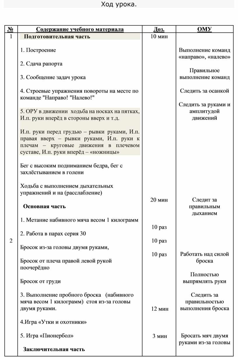 План конспект урока по футболу 6 класс