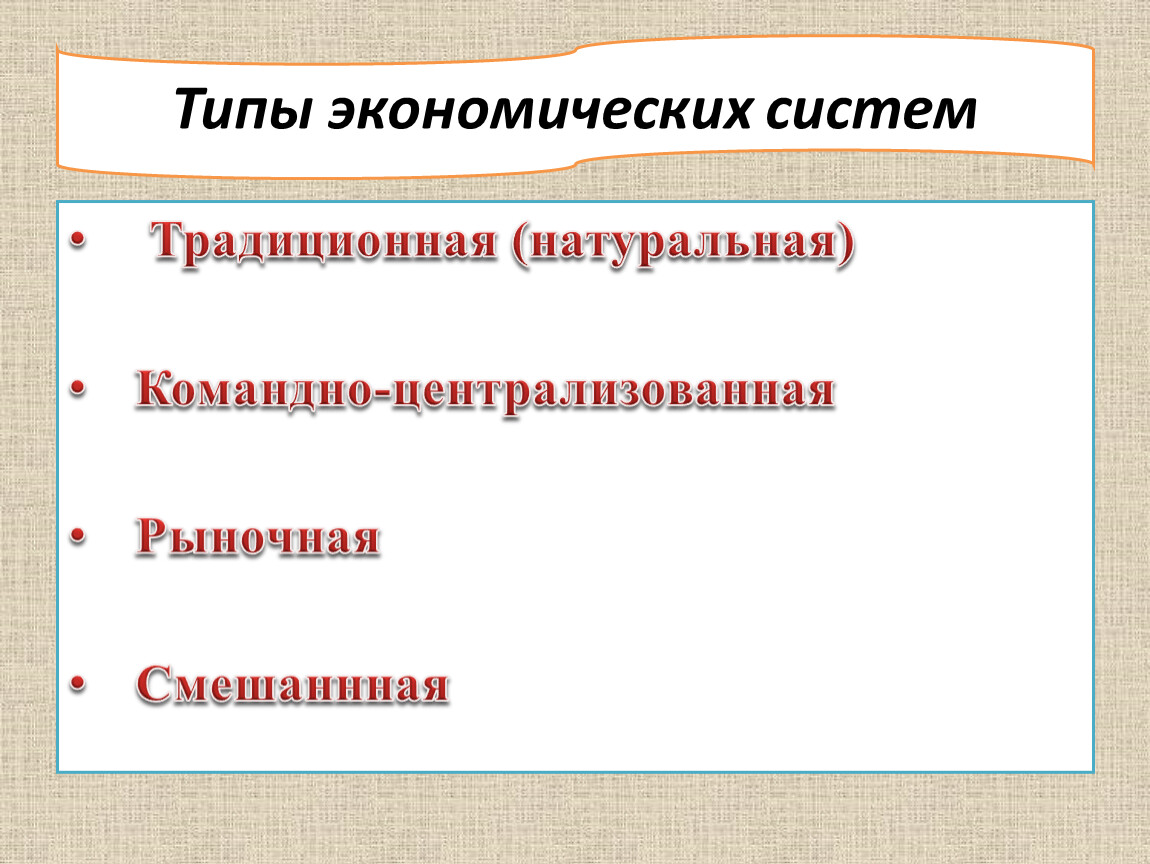 Типы экономических систем презентация