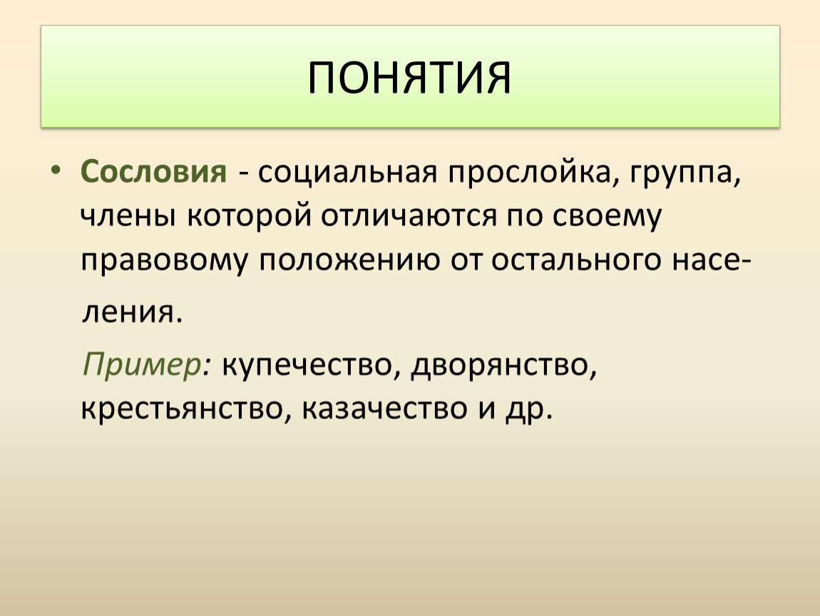 Что такое сословие в истории 6 класс