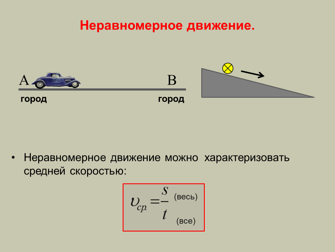 Рисунок скорости физика. Равномерное и неравномерное движение формулы. Скорость неравномерного движения. Неравномерное движение это в физике. Средняя скорость неравномерного движения формула.