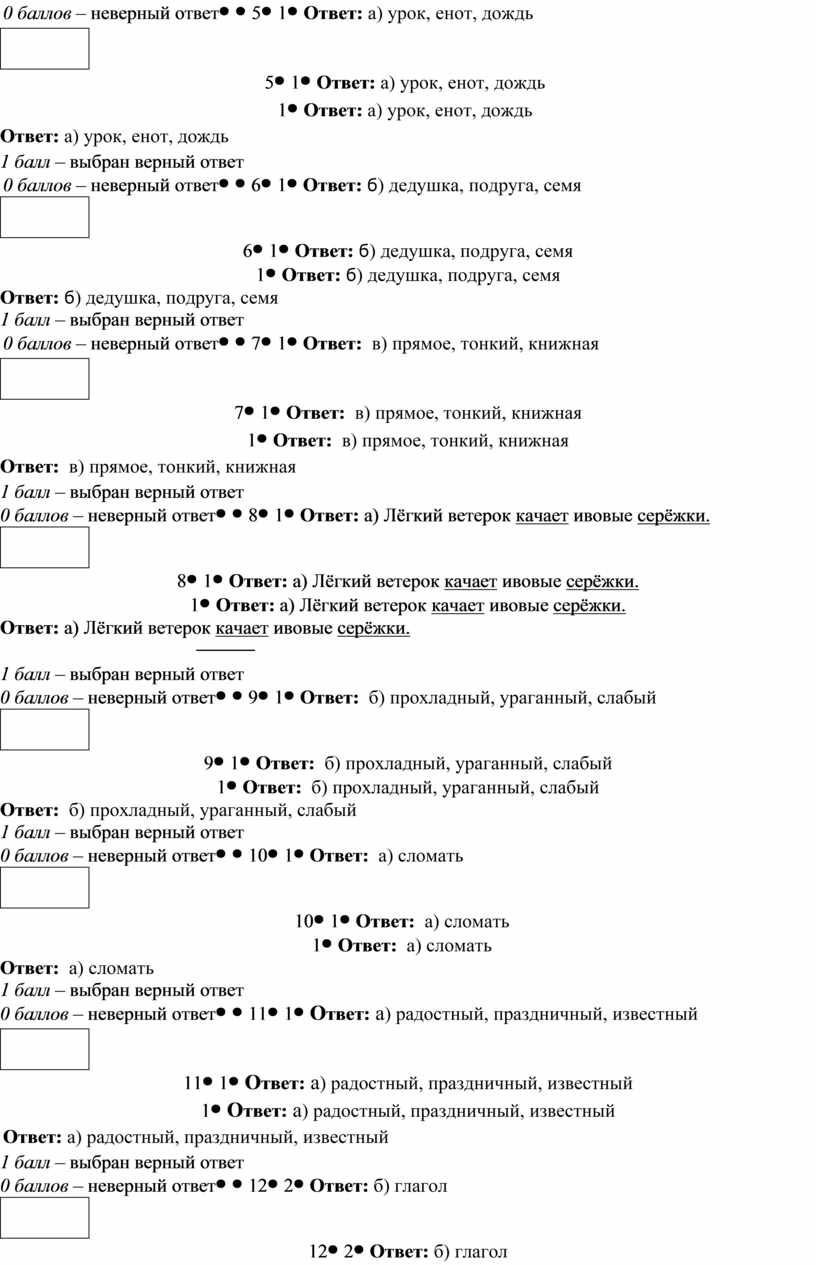 Вводная контрольная 4 класс