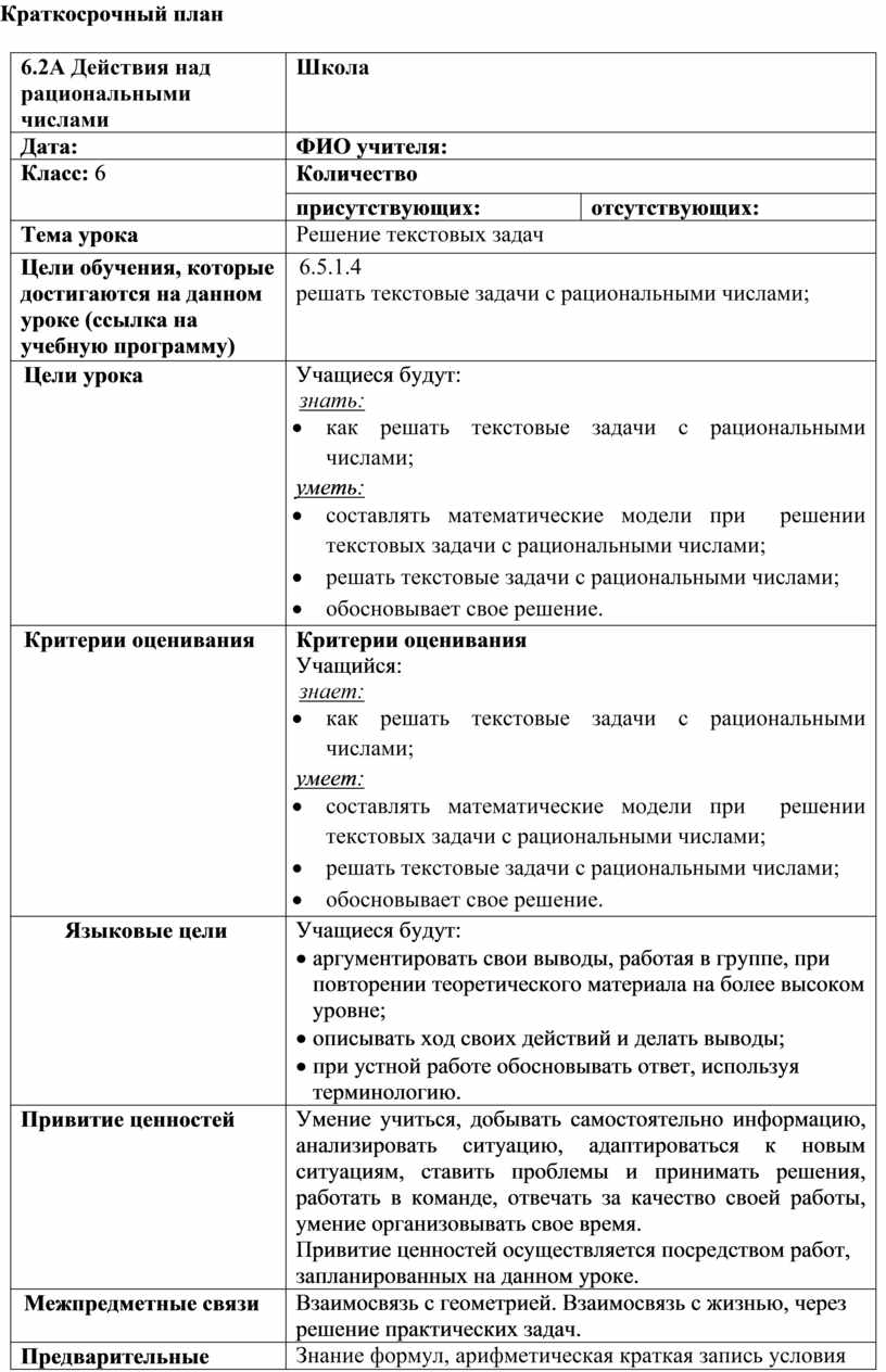 Краткосрочный план это