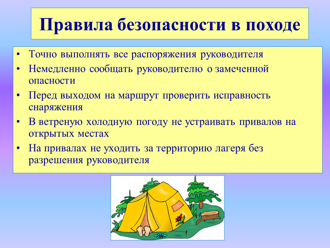 Безопасность в туризме и на отдыхе презентация