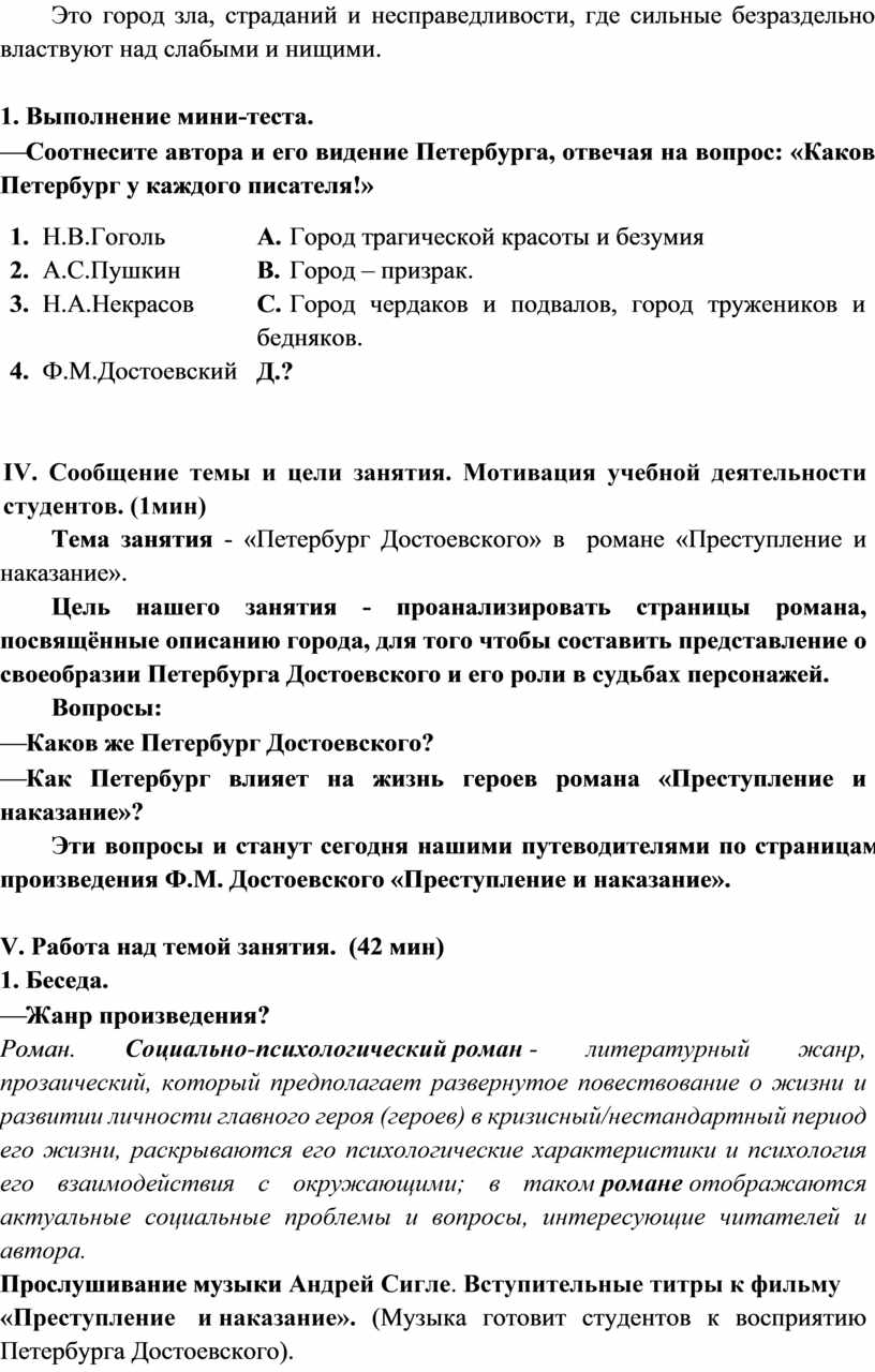 Петербург Достоевского» в романе «Преступление и наказание»