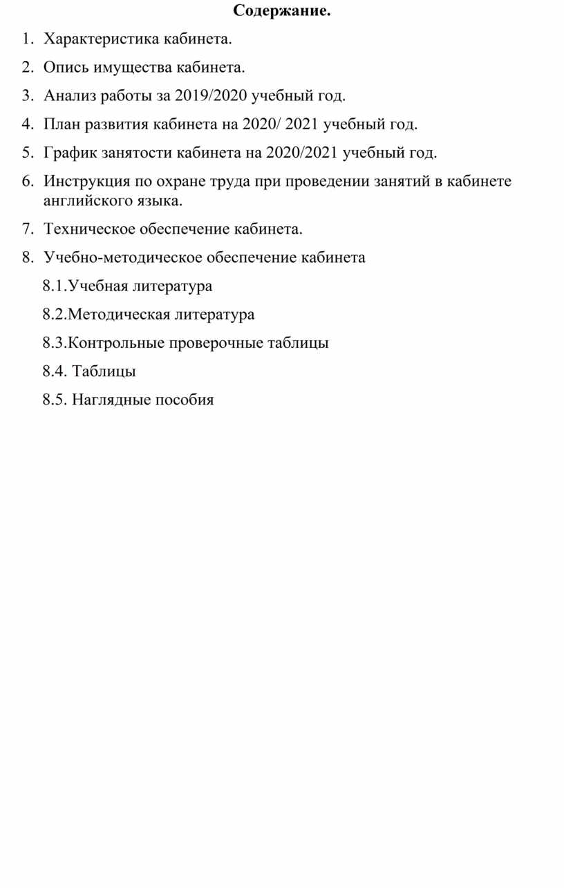 Паспорт кабинета учителя английского языка