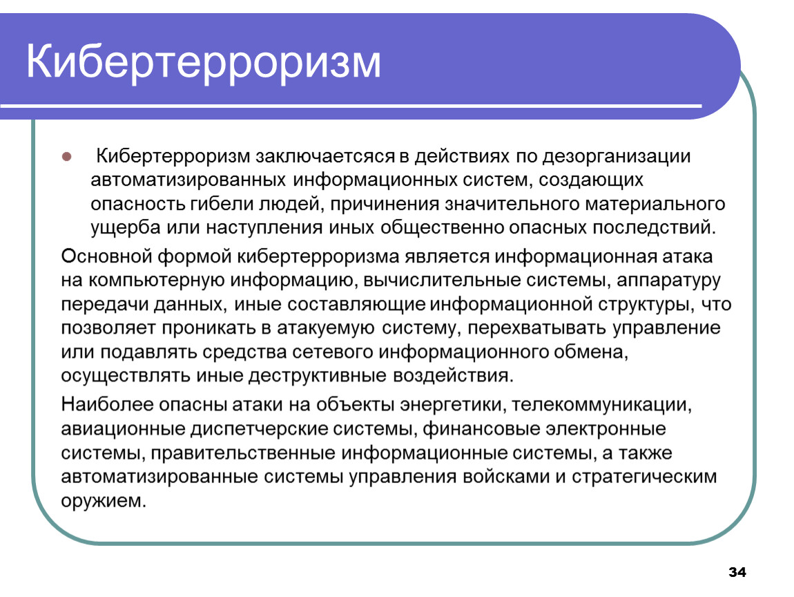 Презентация на тему кибертерроризм