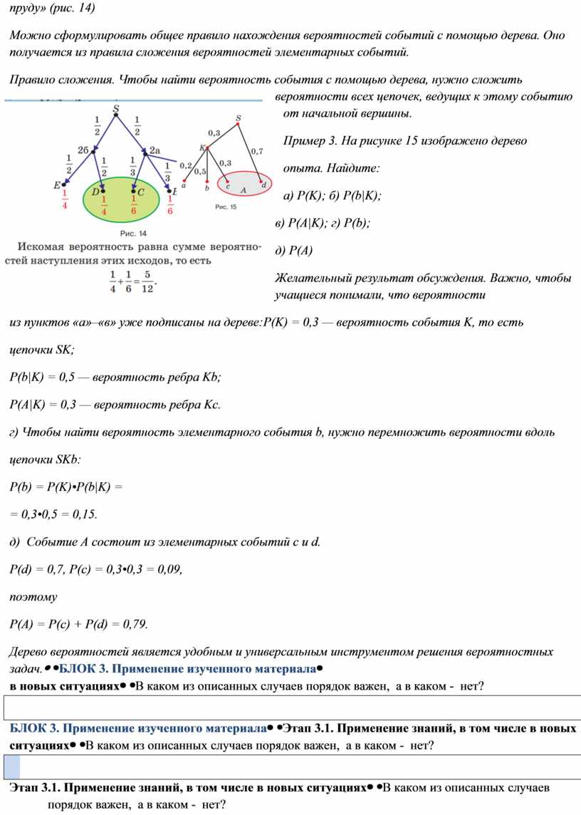 Можно сформулировать общее правило нахождения вероятностей событий с помощью дерева