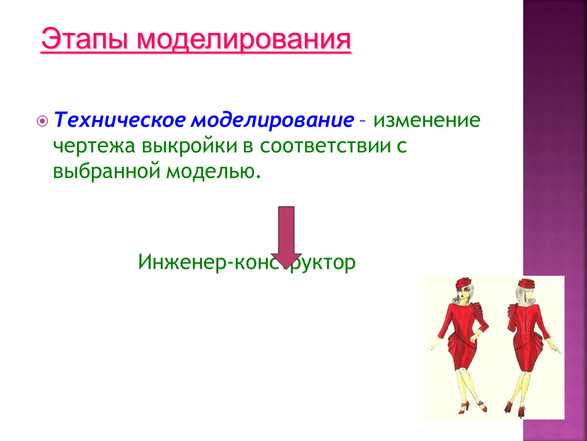 Изменение чертежа выкройки в соответствии с моделью. Изменения на чертеже.