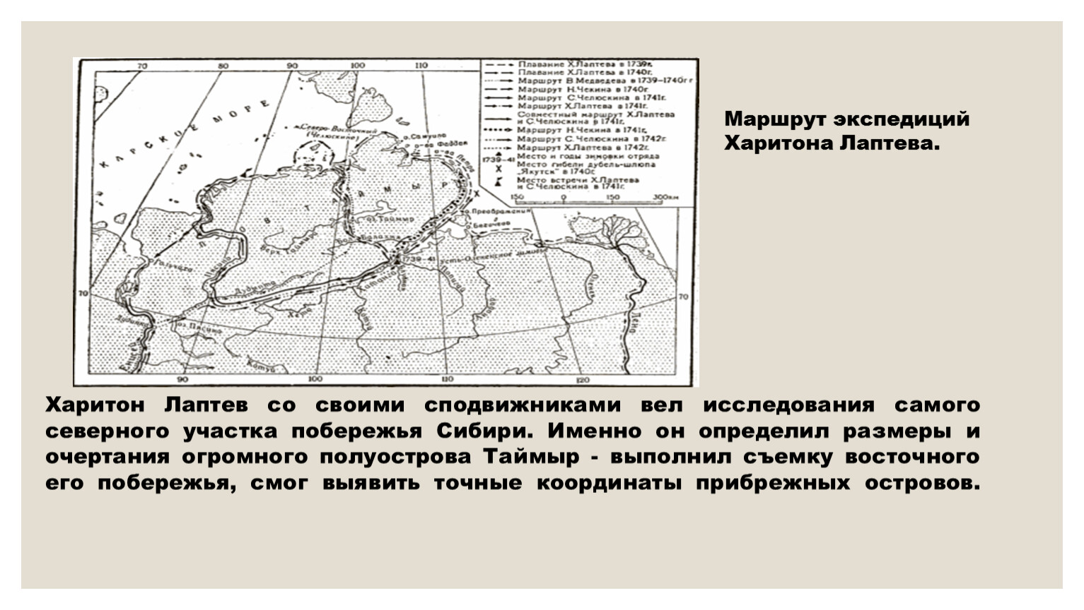 Карта таймыра созданная харитоном лаптевым по результатам своей экспедиции