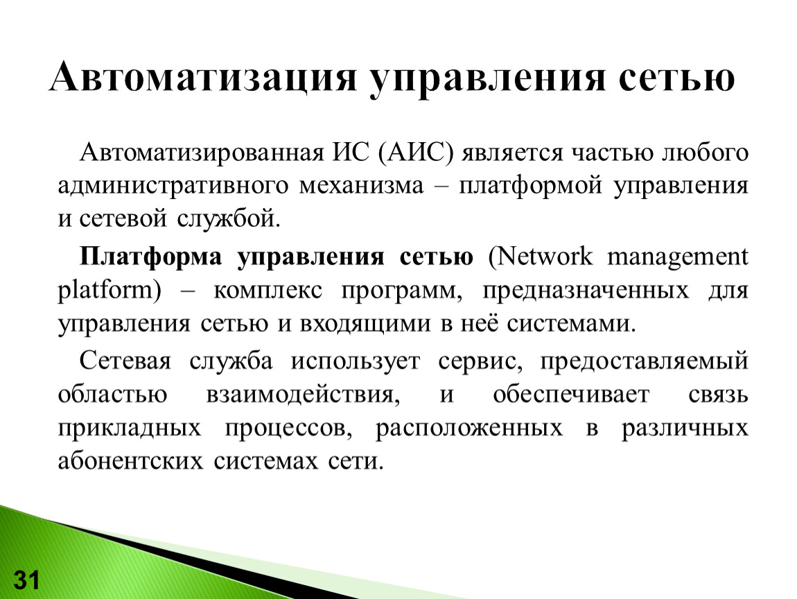 Аис является. Системы управления сетью ( Network Management System ).