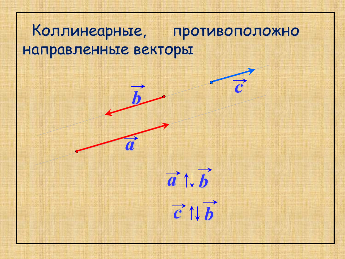 Коллинеарные противоположно направленные векторы