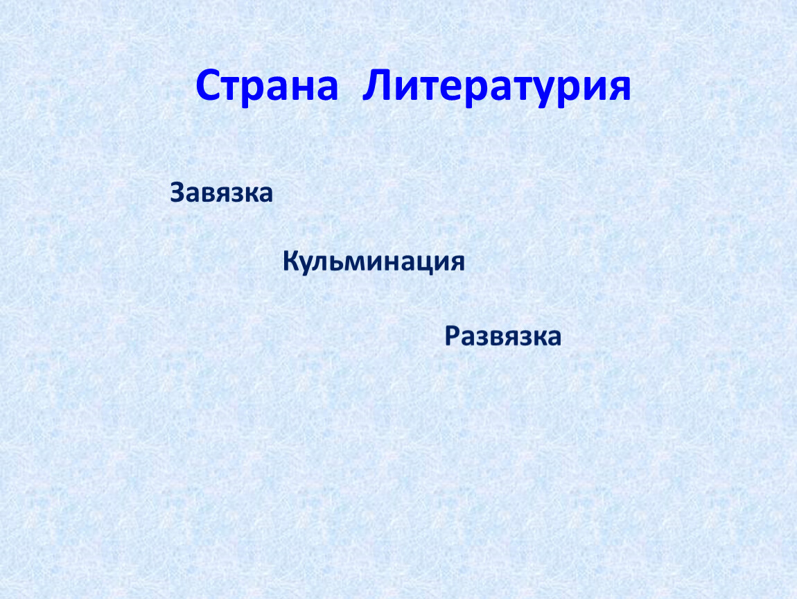 Завязка кульминация