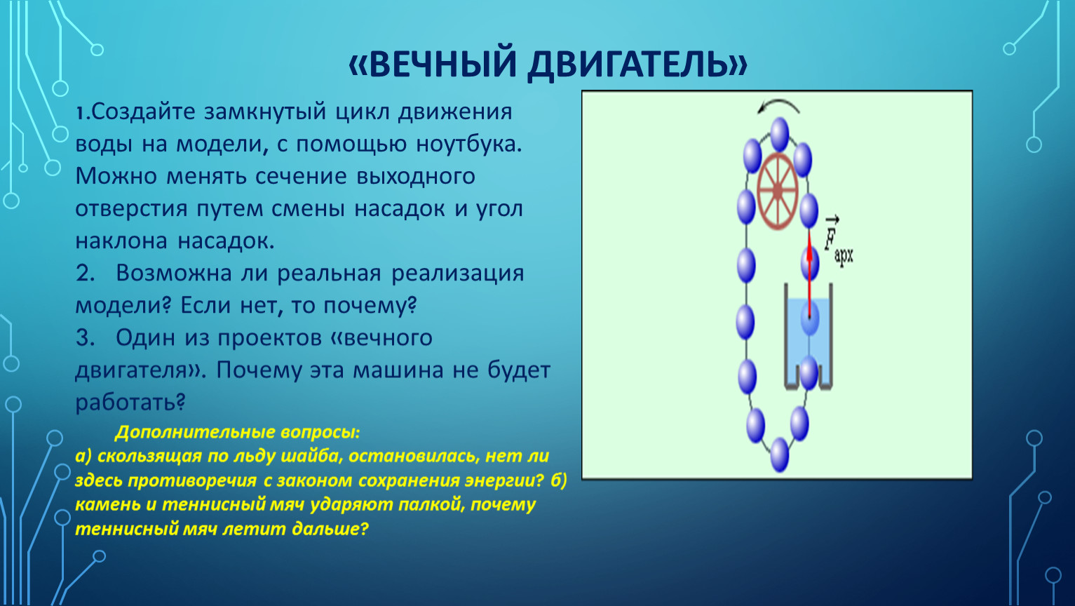 Проект по физике 10 класс вечный двигатель