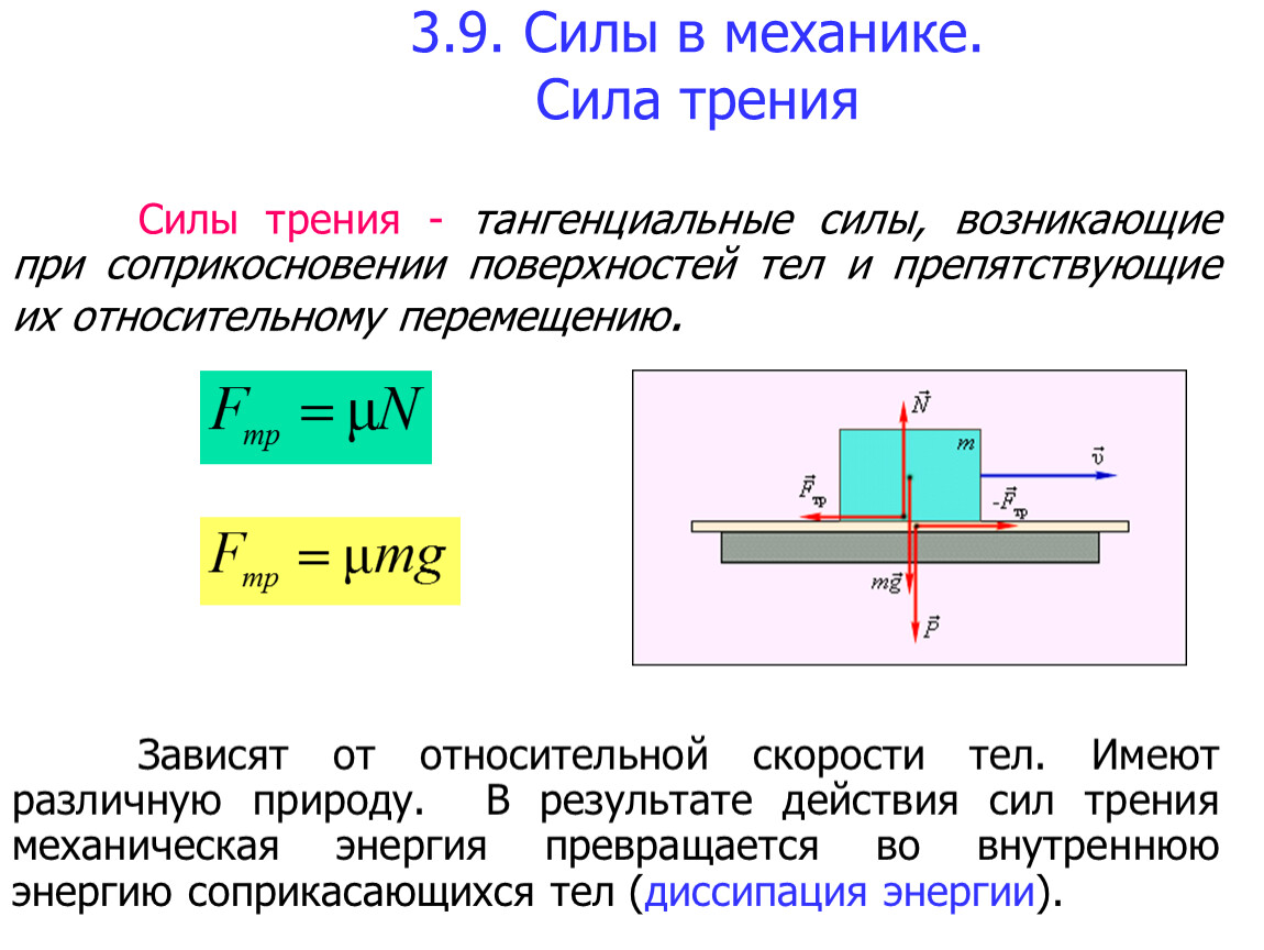 Сила трения равномерного движения